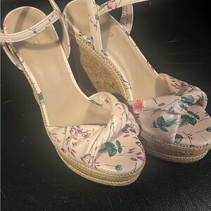 Aldo Pink Floral Knotted Espadrille Wedge Sandals